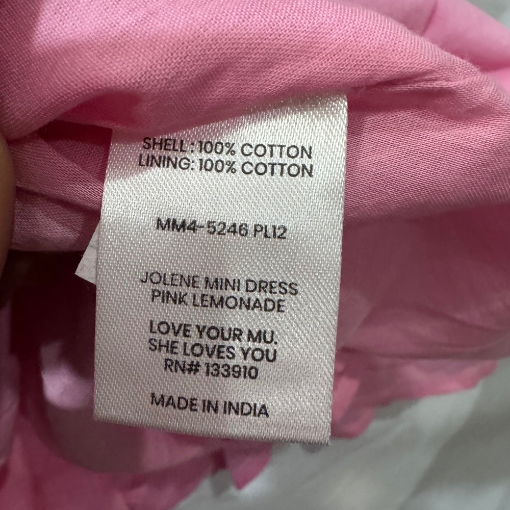 NEW Show Me Your Mumu Jolene Mini Dress Pink Lemonade‎ Ruffle Sleeveless Size XL - Picture 7 of 14